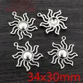 Antiksilberne Sonnenanhänger mit 34x30mm Fassung für DIY Schmuckherstellung - Welliges Sonnenmodell (AG7-53)