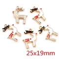 Cinq breloques élan dorées de 25x19mm avec émail blanc et rouge pour la création de bijoux - Style Cerf à Pois (Q6-03)