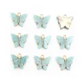 Minzgrüner Glitzer-Schmetterling-Anhänger-Set mit goldfarbenen Legierungsrahmen - Zyangrüner Glitzer Stil (I4-08)