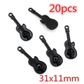 20 Stück schwarze Totenkopf-Gitarrenanhänger aus Legierung, 31x11mm DIY-Schmuck - Totenkopf-Gitarre