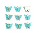 Tiffany-blauer Schmetterlingsanhänger mit Silberglitzer und vergoldeter Metallschlaufe - Tiffanyblau Glitzer Stil (I4-10)