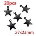 Set mit 20 schwarzen Stern-Anhängern aus Legierung, 27x23mm für DIY Schmuckherstellung - Groß Marine Stern