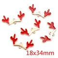 Pendentifs bois de renne en alliage doré et émail rouge pour bijoux de Noël DIY - Style de Bois de Renne Rouge (P1-38)