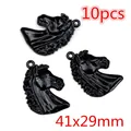 10 Stück schwarze Pferdekopf-Anhänger aus Legierung für DIY-Schmuck 41x29mm - Pferdekopf