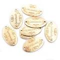 Goldene ovale Handmade-Anhänger aus Legierung mit Gravur und zwei Löchern für DIY-Schmuck - KC Gold