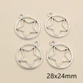 Antik-Silber Sternanhänger 28x24mm Zinklegierung für DIY Schmuck Halskette und Armband - 28x24mm