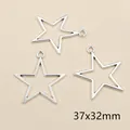 Set mit drei silbernen sternförmigen Anhängern für DIY-Schmuck, Größe 37x32mm - 37x32mm
