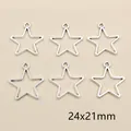 Antik-silberne Sternanhänger 24x21mm für DIY-Schmuckherstellung Halsketten Armbänder - 24x21mm