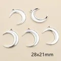 Fünf Stück silberne Mondsicheln Anhänger für DIY Halsketten aus Legierung 28x21mm - 28x21mm