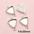 Silberne Dreieck-Anhänger-Tabletts mit zwei Löchern für DIY-Schmuck, 14x20mm Set - Dreieck / Antiksilber