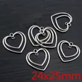 Polierter Doppelherz-Anhänger aus Silberlegierung mit 24x25mm Maßangabe für DIY - Doppelherz-Stil (R7-37)