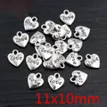 Herzanhänger aus Silberlegierung mit Love-Gravur für DIY-Schmuck, 11x10 mm - Love Graviertes Herz-Stil (P1-01)