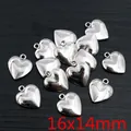 Silberner Herzanhänger aus Legierung 16x14mm für DIY-Schmuck Halsketten und Armbänder - Glänzendes Silber Herz-Stil (P2-37)