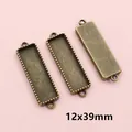 Antike Bronze Rechteckige Schmuckverbinder Basis 12x39mm für DIY Anhängerherstellung - Langes Rechteck / Antikbronze
