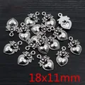 Antiker Herz-Anhänger aus Silber 18x11mm mit Blumenmuster für DIY-Schmuck - Blumen Blatt Textur 3D Herz-Stil (P5-22)