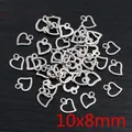 Silberne hohle Herzanhänger im Set, 10x8mm Legierung Anhänger für DIY Schmuckherstellung - Silber Hohlherz Kleiner Anhänger (Q3-38)