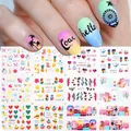 Summer nail art stickers set featuring tropical fruit, palm trees and colorful designs - Tropical Summer Style (BN1693-1704)