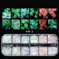 Laser Herz Stern Nagel Pailletten Set in 12-Gitter Box für DIY Maniküre Nail Art Deko - Aurora Smiley-Gesicht Stern Herz Stil (F-HW-2)