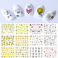 Adesivi per nail art con motivi di frutta tropicale, emoji e cartoni animati estivi - Stile Emoji (BN841-852)