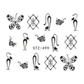 Autocollants nail art transfert d'eau motifs papillons et chats noirs style STZ-499 - Stz499 / Autre