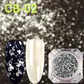 Zilveren nagelfolie vlokken effect op donkere en lichte basis voor DIY manicure - Glanzend Zilver (CB02)