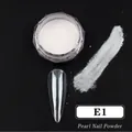 Polvo de uñas perlado E1 con efecto sirena iridiscente en puntas transparentes - E1 Polvo de Perla