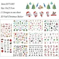 Detail view of 3D Christmas nail art stickers featuring reindeer, snowmen and snowflakes - E875-885 Series