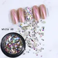 White AB mixed shaped nail art rhinestones set including flatback gems and skull charms - Transparent Round Bottle / AB White