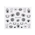Nagelaufkleber STZ-819 mit schwarz-weißen Motiven wie böser Blick, Liebe und Mandalas - Schwarz-Weiß-Skizzenstil (STZ-819)