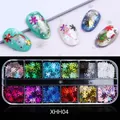 Christmas snowflake nail art glitter set with 12 colors laser sequins for festive manicure - Holo Snowflake Set (XHH04)
