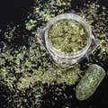 Lentejuelas holográficas verde dorado para uñas en frasco cuadrado para manicura - Estilo Verde Dorado Holográfico (ALS-02)
