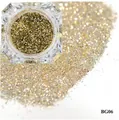 Polvo de purpurina dorada champán para uñas en frasco cuadrado para manicura DIY BG06 - Copos de Purpurina Oro Champán (BG06)