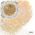 Polvo de purpurina holográfica BG09 en oro y rosa iridiscente para manicura DIY - Purpurina Mixta Holográfica Dorada (BG09)