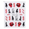 Graffiti red lips and dollar sign nail water decals style STZ-762 for manicure art - Tongue Red Lips Dollar Silhouette Style (STZ-762)