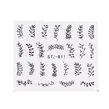 Black floral leaf vine nail sticker set model STZ-812 on white background - Botanical Leaf Style (STZ-812)