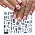 Self-adhesive 3D nail stickers featuring Russian typography and patterns, model Z-G025 - Black Russian Symbol Series (STZ-G025)