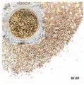 Sparkling champagne gold nail glitter powder in a square jar, color code BG05 - Champagne Gold Glitter Fine Particles (BG05)