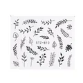 Floral vine leaf nail water sticker STZ-810 with black plant patterns on white background - Leaf Branch Style (STZ-810)