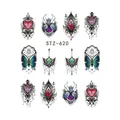 Pegatinas de uñas estilo bohemio con diseños de corazones de rubí y mariposas - STZ620