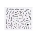 Floral vine leaf nail sticker STZ-809 with black botanical designs on white background - Black Small Flower Style (STZ-809)