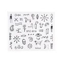 Minimalist black and white hand-drawn nail sticker STZ-816 with artistic tribal patterns - Pictogram Symbol Style (STZ-816)