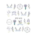 Pegatinas de uñas STZ-615 con flores de lavanda púrpura y diseños de Thank You - STZ615