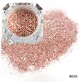 Sparkling rose gold and red nail glitter sequins in a square jar, shade BG01 for DIY nail art - Rose Gold Red Fine Glitter (BG01)