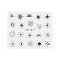 Water transfer nail art stickers featuring black celestial sun and star patterns STZ-817 - Astronomical Celestial Style (STZ-817)