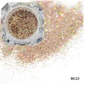 Holographic golden nail glitter powder in a crystal jar for DIY manicure art BG23 - Holographic Iridescent Gold Glitter (BG23)