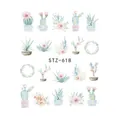 Pegatinas para uñas de cactus acuarela STZ-618 en tonos pastel verde y rosa decorativas - STZ618