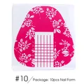 Set van 10 roze nagelsjablonen met bloemenpatroon en lengteschaal voor manicure - Rose Rood Bloemenstijl (#10)