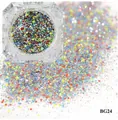 Mix of colorful holographic nail art glitters in square container, SKU BG24 variant - Colorful Irregular Mixed Sequins (BG24)
