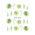 Pegatina de agua para uñas con diseño de kiwi y hojas verdes para manicura - STZ619