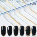 Detailed view of gold and silver metal chains applied on black manicure nails for DIY art - Fine Bead Woven Style (FB03)